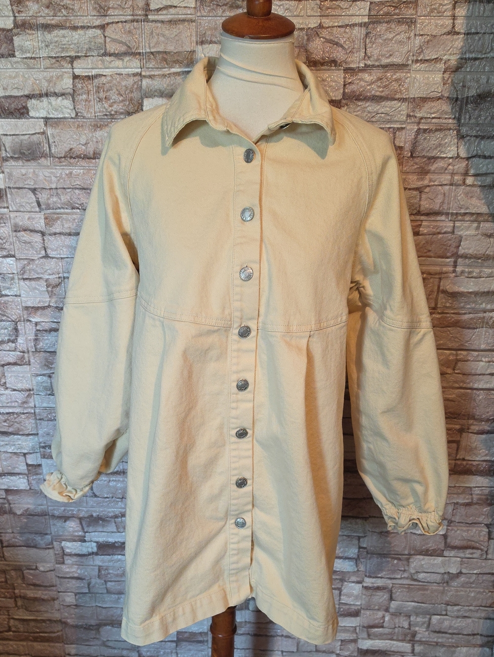 Klesis Cream Button-Front  Denim Shirt Jacket